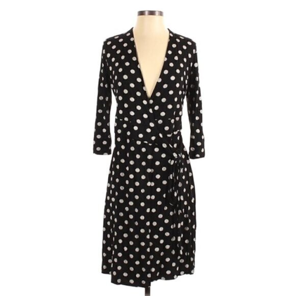 Sade New York Wrap Dress 2 Martey Jersey Knit Polka Dot Retro Casual Party - Picture 1 of 9
